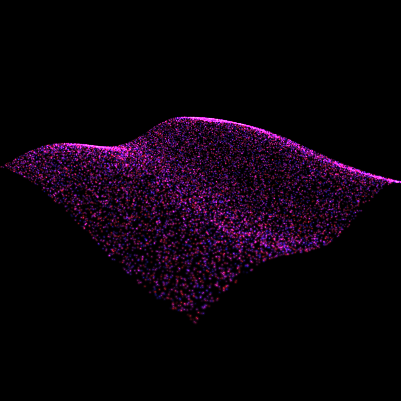 Sinusoidal waves interacting on a surface of particles